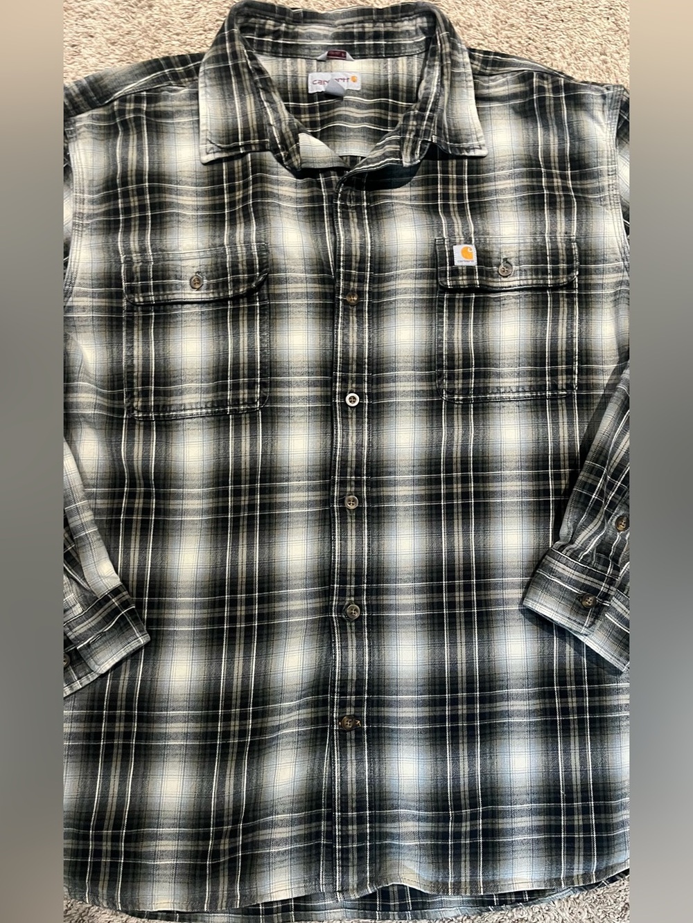 Carhartt Black & White Hubbard Long sleeve Flannel work shirt